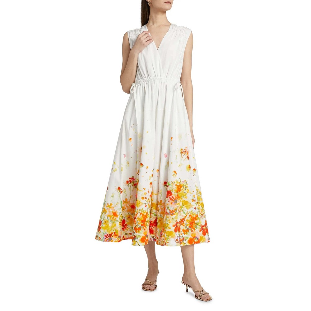 Derek Lam 10 Crosby Nara Cotton Poplin Cinched-Waist Maxi‎ Dress Size 2